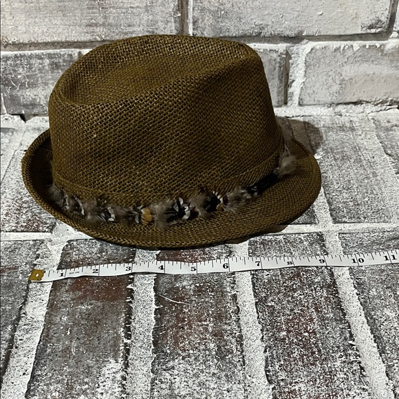 Brown Fedora Hat with Feather Band - Picture 4 of 16